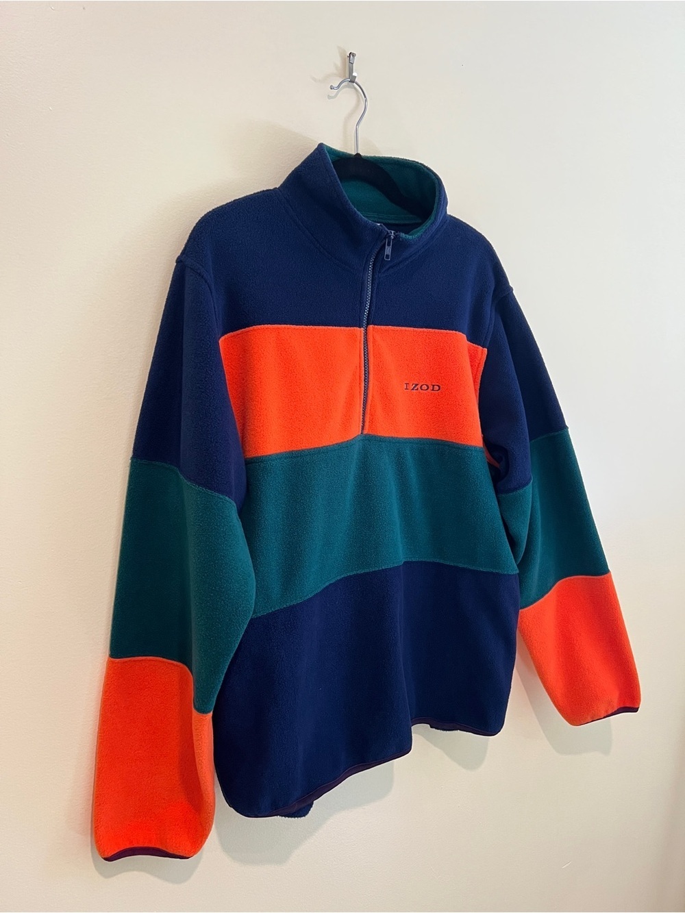 Vintage 90’s IZOD Colorblock Quarter-Zip Fleece Pullover Sweater Men Size Medium